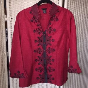 Silk Embroidered and Beaded Asian Inspired Top